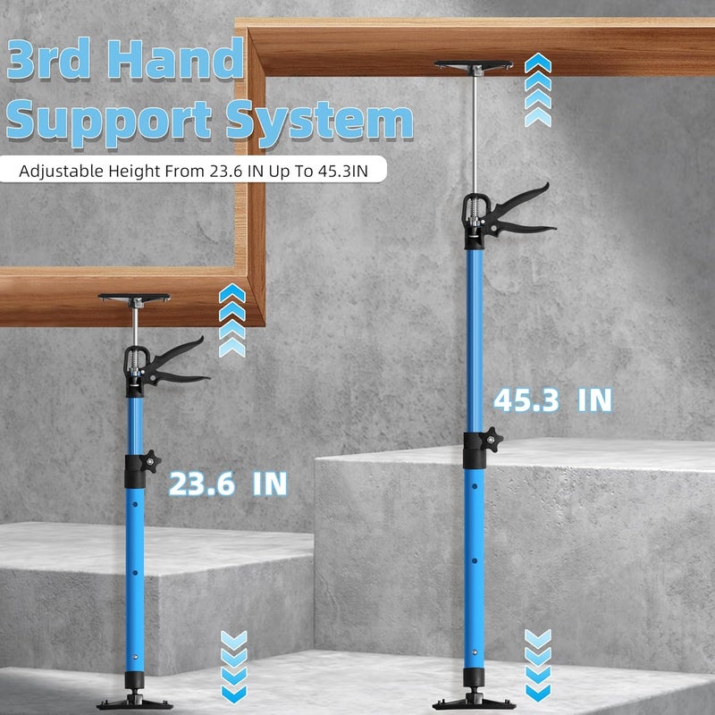 Leikius 2PK Steel Cabinet Jacks for Installing Cabinets,21.3-45.3Inches, Adjustable 3rd Hand Support System,Telescopic Hand Support Pole, Third Hand Tools Support Pole 132LB Load for Lifting Drywall - Image 2